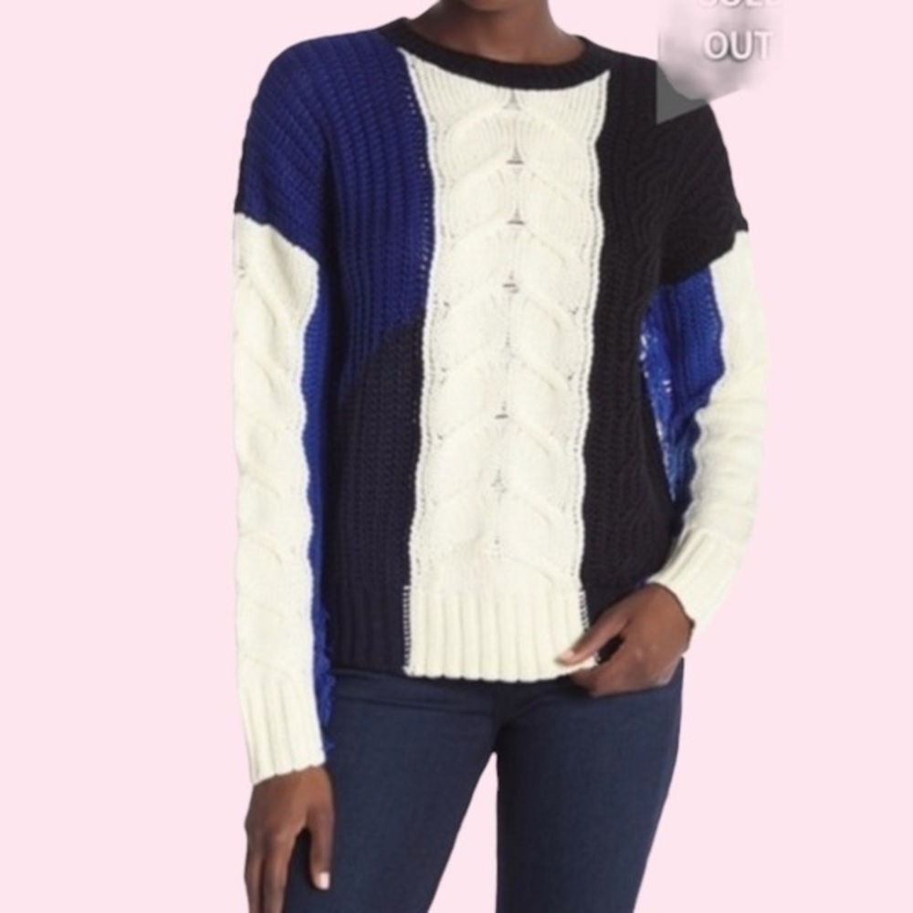 Free Generation Colorblock Fringe Sleeve Cable Swe